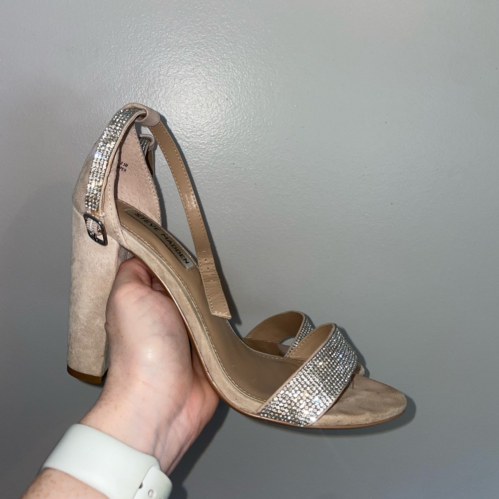 Elegant Beige and Silver Women's Heels steve madden
